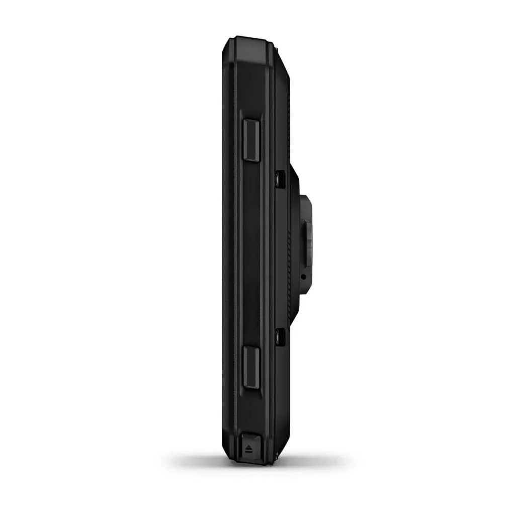 Vista lateral del ciclocomputador de Garmin con sus botones físicos